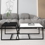 Hanah Home Juego de Mesas de Café Blanco y Negro